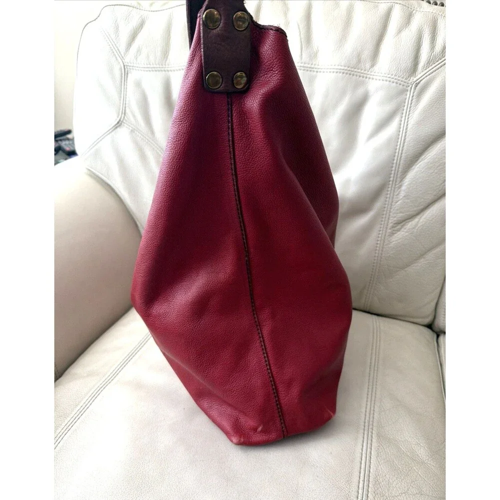 Vintage Lucky Brand Hobo Leather Bag Red Buckle Slouchy Boho Y2K
